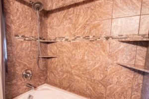 ceramic tiles have been installed in your updated shower