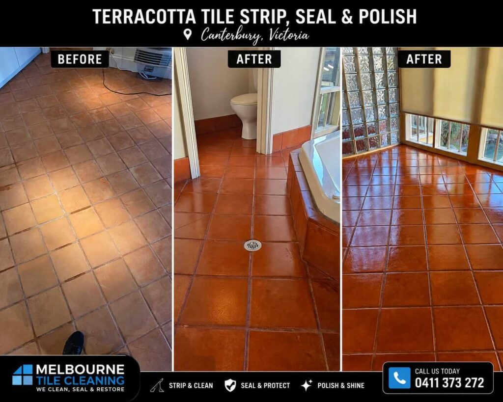 Terracotta Tile Stripe, Seal & Polish